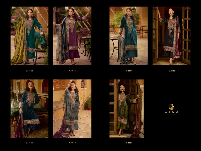 Surkh By Aiqa Winter Wear Fancy Work Velvet Salwar Kameez Wholesale Shop In Surat
